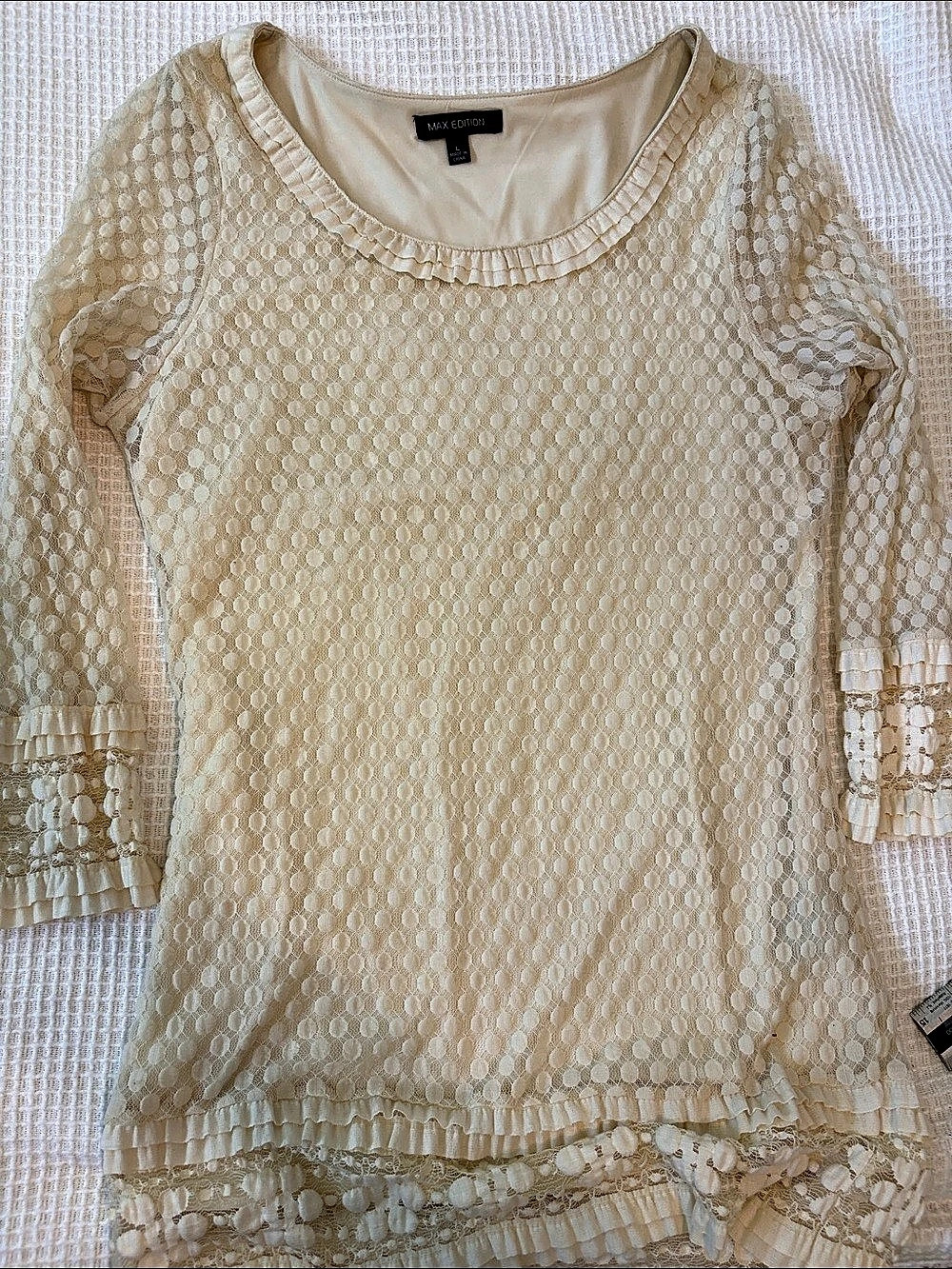 Max Edition 581C030 Ruffle Lace Blouse in Cream Like New